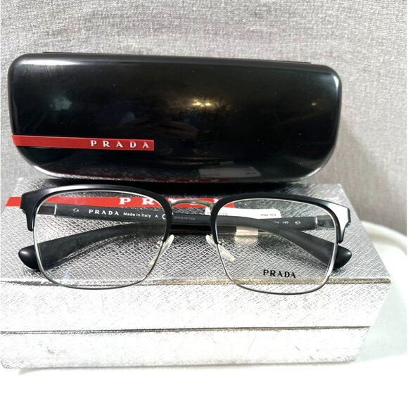 Prada Eyeglasses Mens Black Matte OPR 54IV 1BO101 53mm Made Italy Designer Frame - Picture 2 of 5